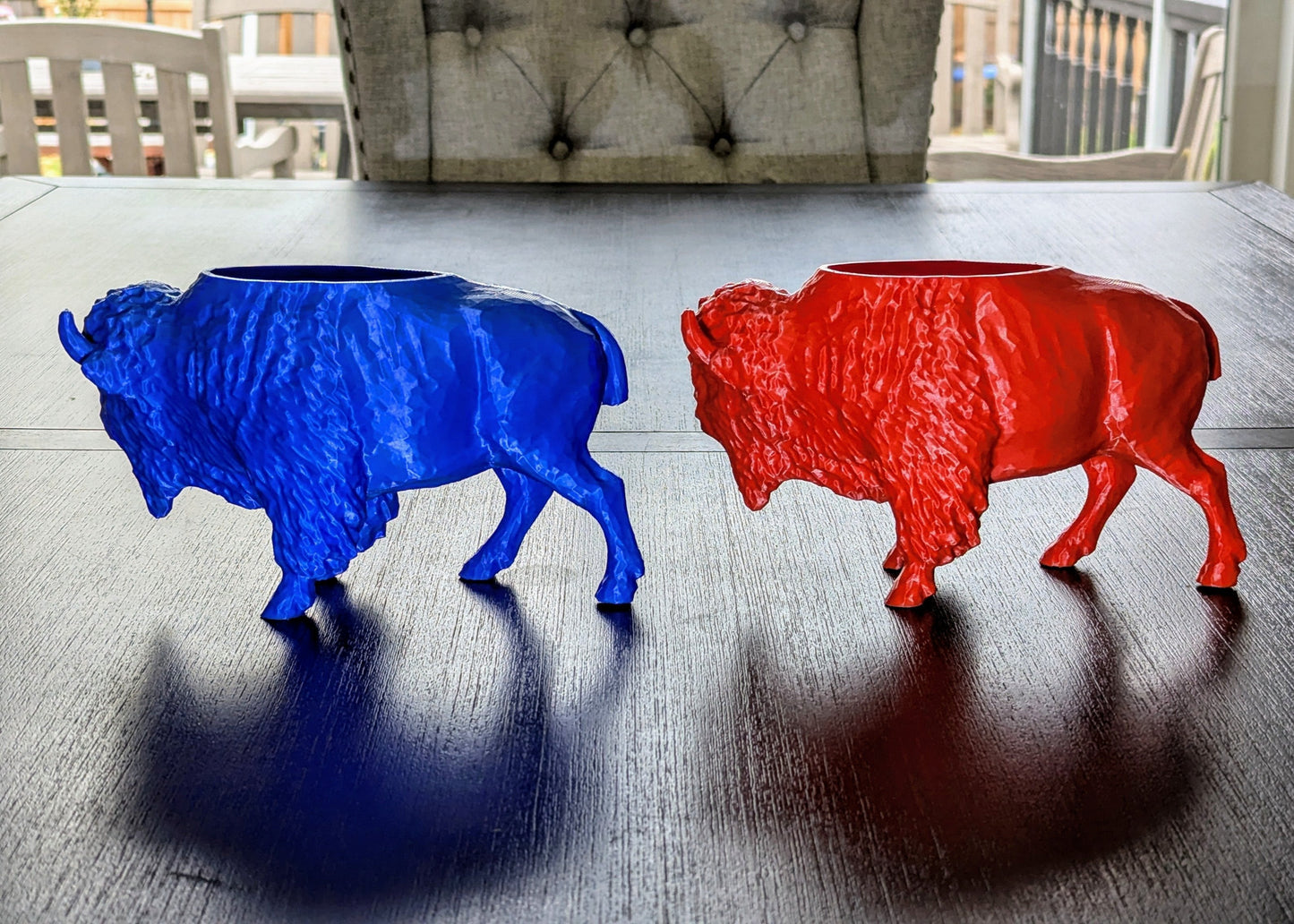 3D Printed Buffalo Planter, Red and Blue Succulent Pot, Eco-Friendly Plant Holder, Gift Wrapping