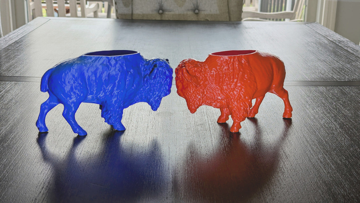 3D Printed Buffalo Planter, Red and Blue Succulent Pot, Eco-Friendly Plant Holder, Gift Wrapping