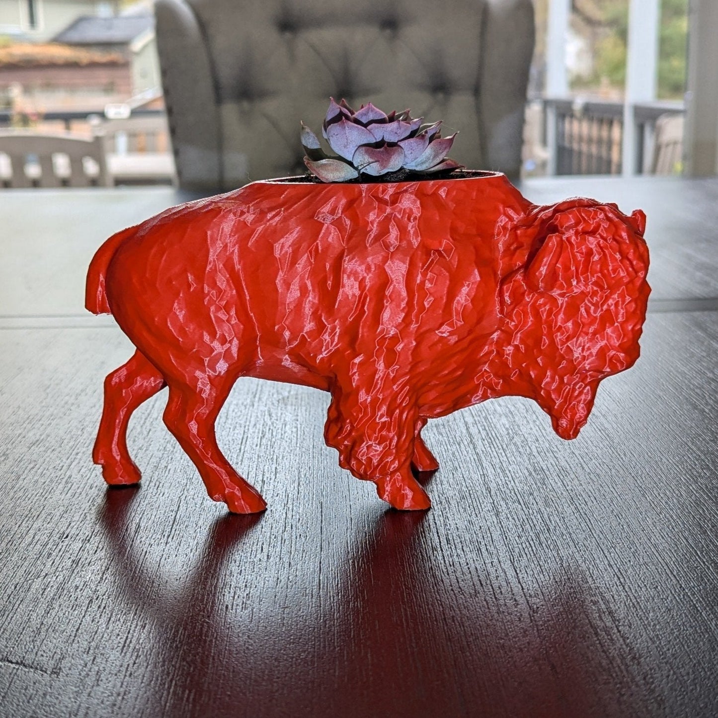 3D Printed Buffalo Planter, Red and Blue Succulent Pot, Eco-Friendly Plant Holder, Gift Wrapping