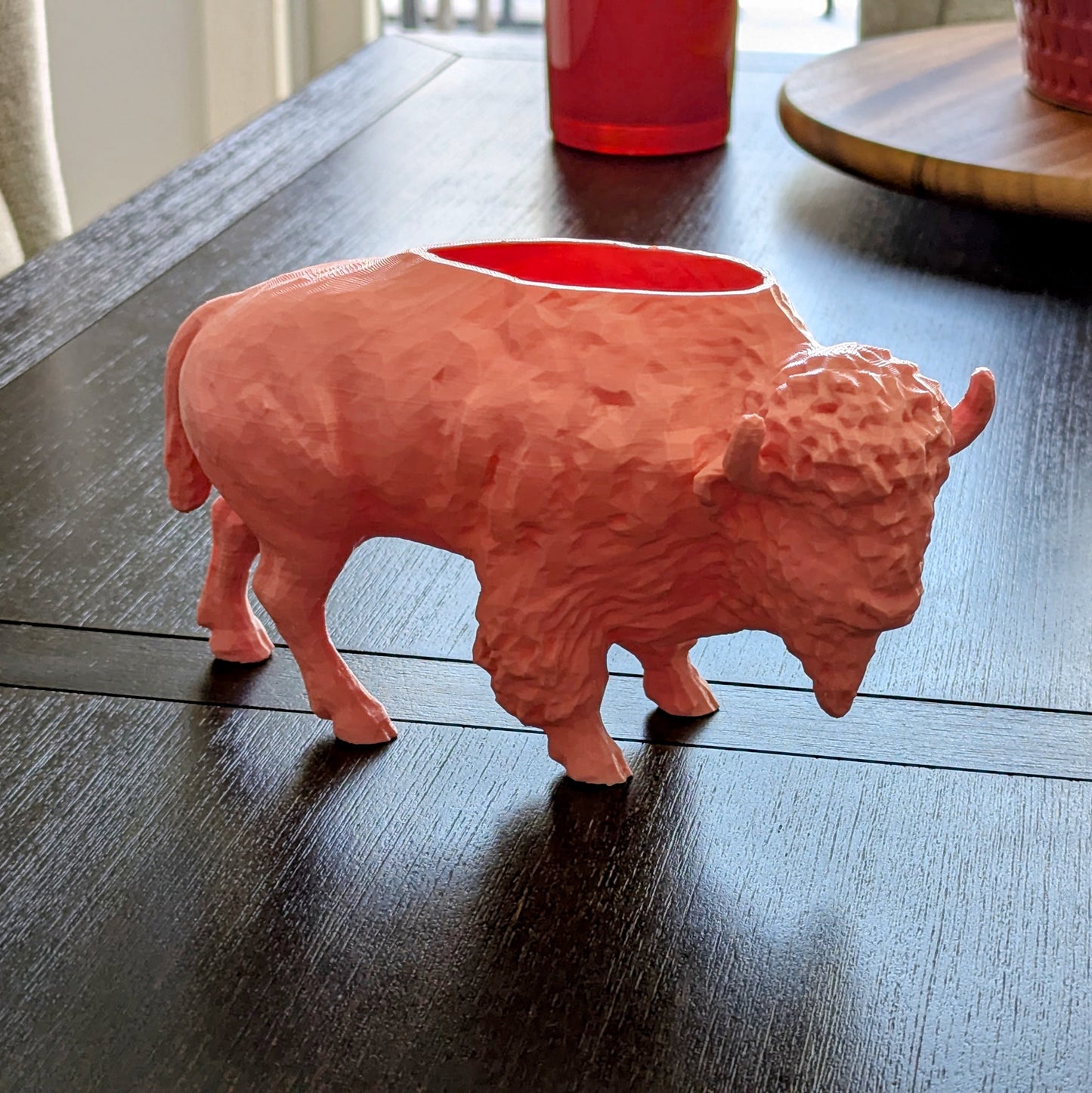 3D Printed Buffalo Planter, Red and Blue Succulent Pot, Eco-Friendly Plant Holder, Gift Wrapping