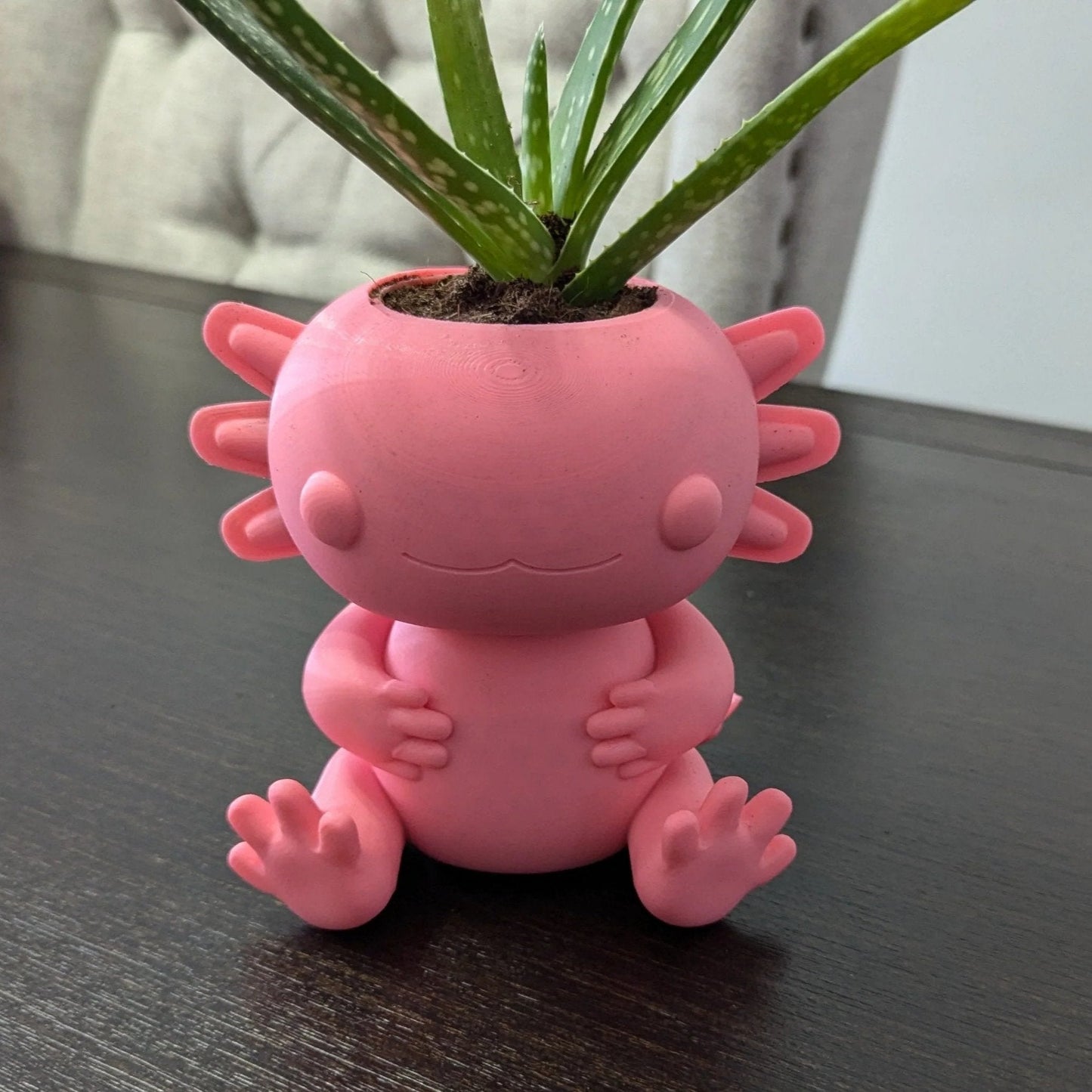 3D Printed Axolotl Planter, Eco-Friendly Bio-Based Material, Cute Plant Pot, Face Planter Pot, Head Planter, Succulent Pot